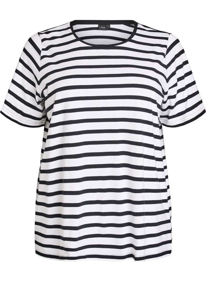 Striped T-shirt in organic cotton, White, Packshot image number 0