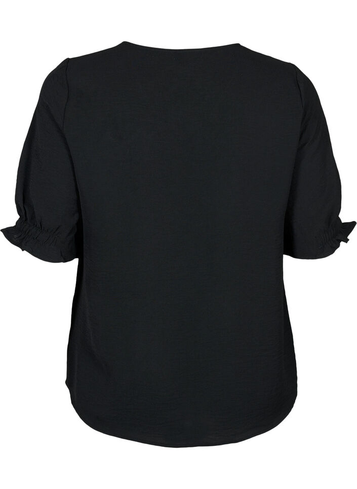 Blouse with v-neck , Black, Packshot image number 1