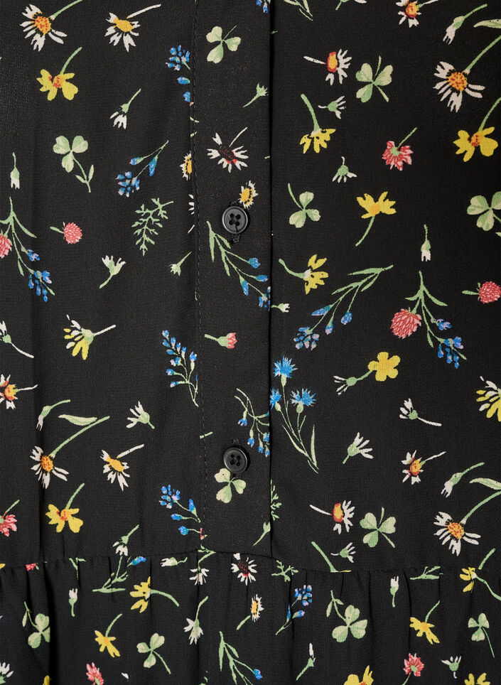 Dress with all-over print and a ruffle layer, Black, Packshot image number 2