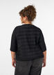 Blouse with wavy texture and balloon shape, Black, Model image number 2