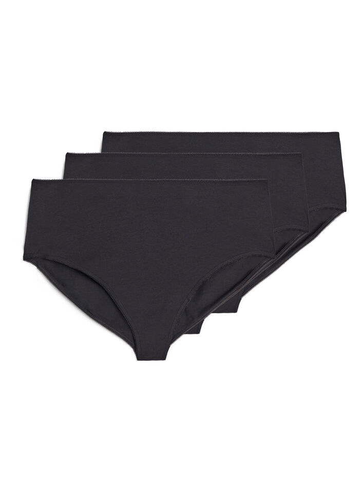 3-pack regular waist cotton briefs, Black, Packshot image number 0
