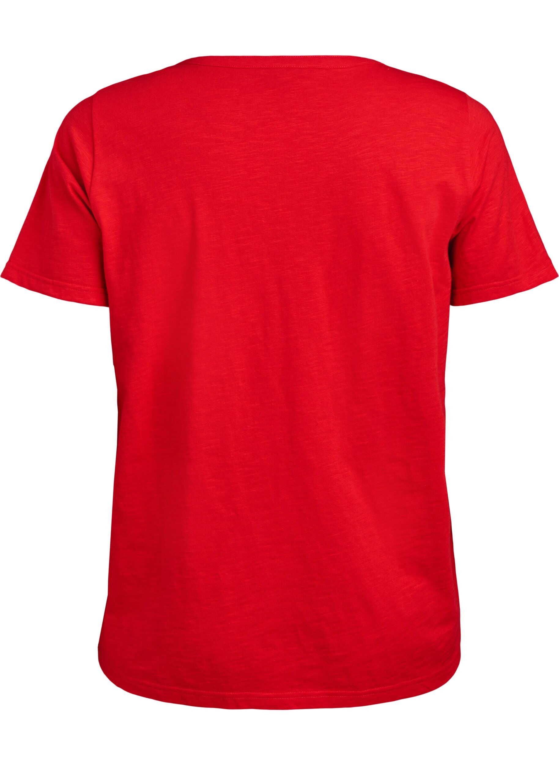 Zizzifashion T-shirt with button detail, Red, Packshot image number 1