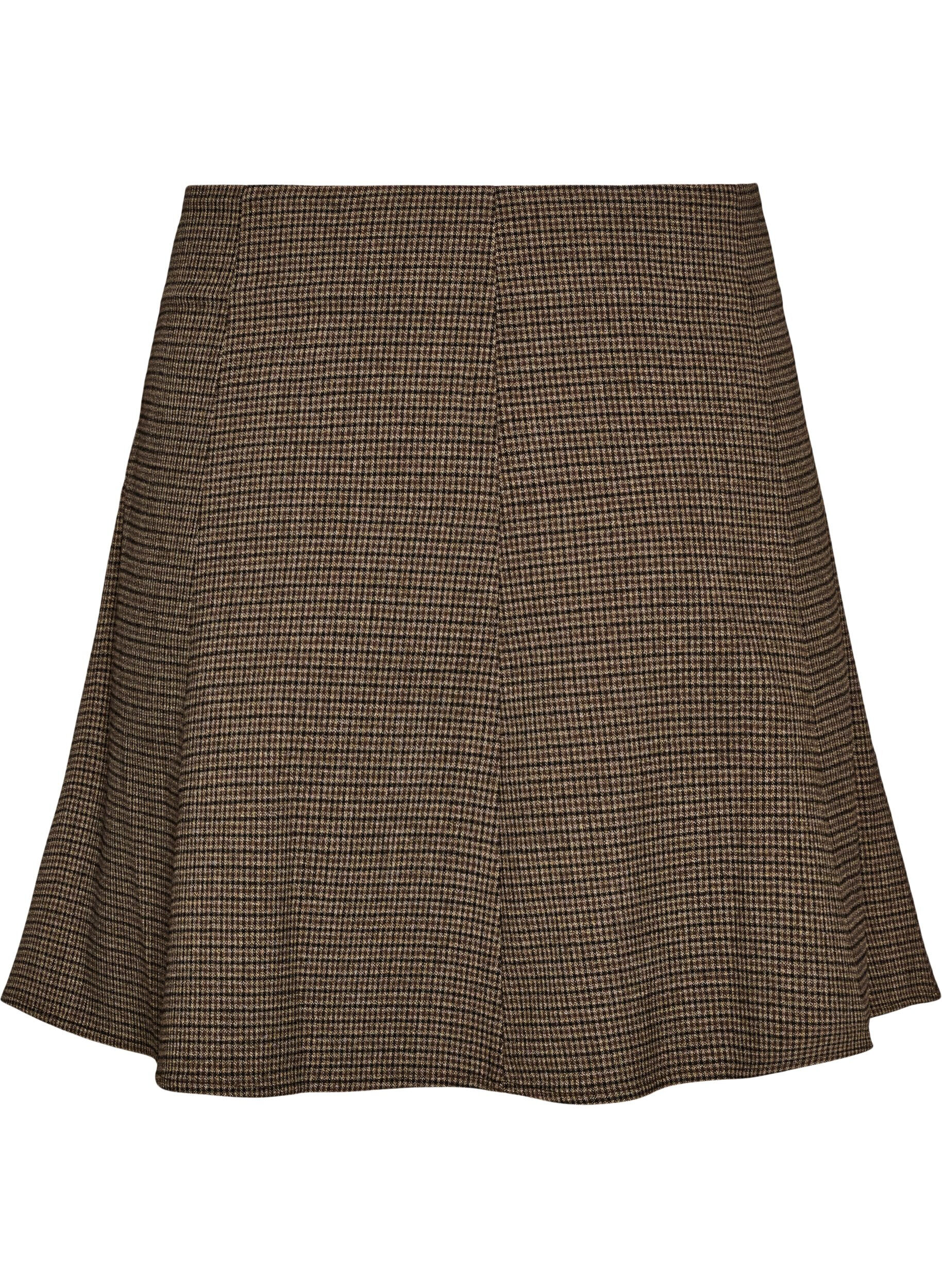 ZizzifashionSmall check A-line skirt, Brown, Packshot image number 1