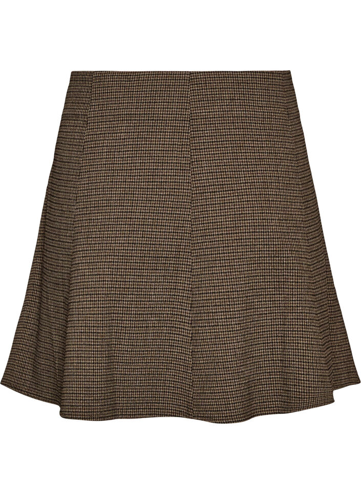 Small check A-line skirt, Brown, Packshot image number 1