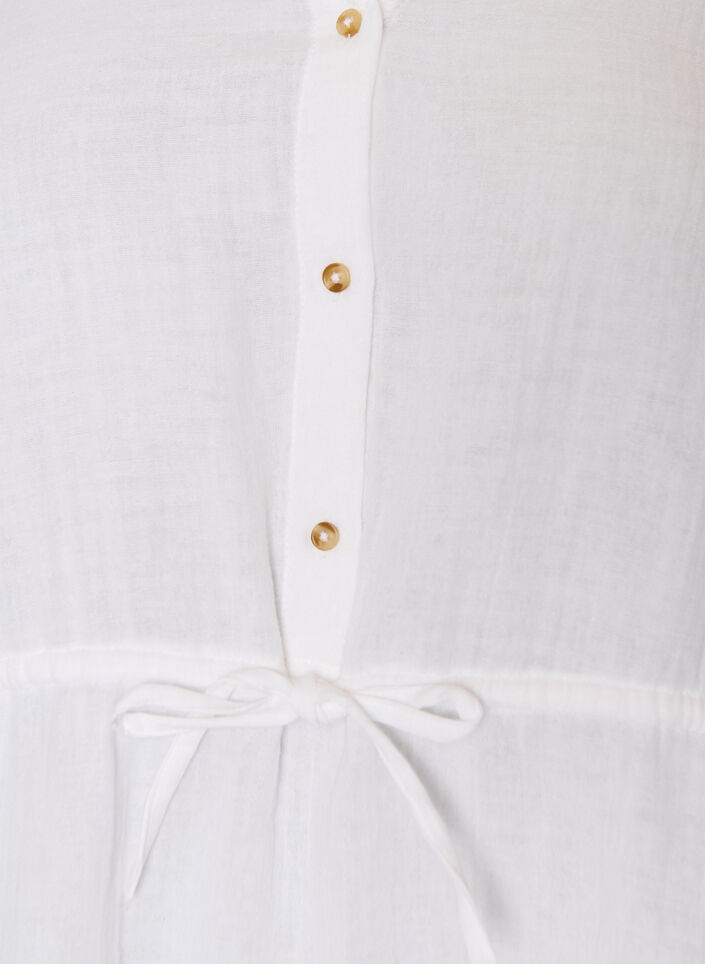 Sleeveless cotton muslin dress with tie string, White, Packshot image number 2