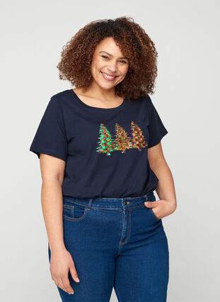 Christmas t-shirt with sequins, Night Sky, Model image number 0