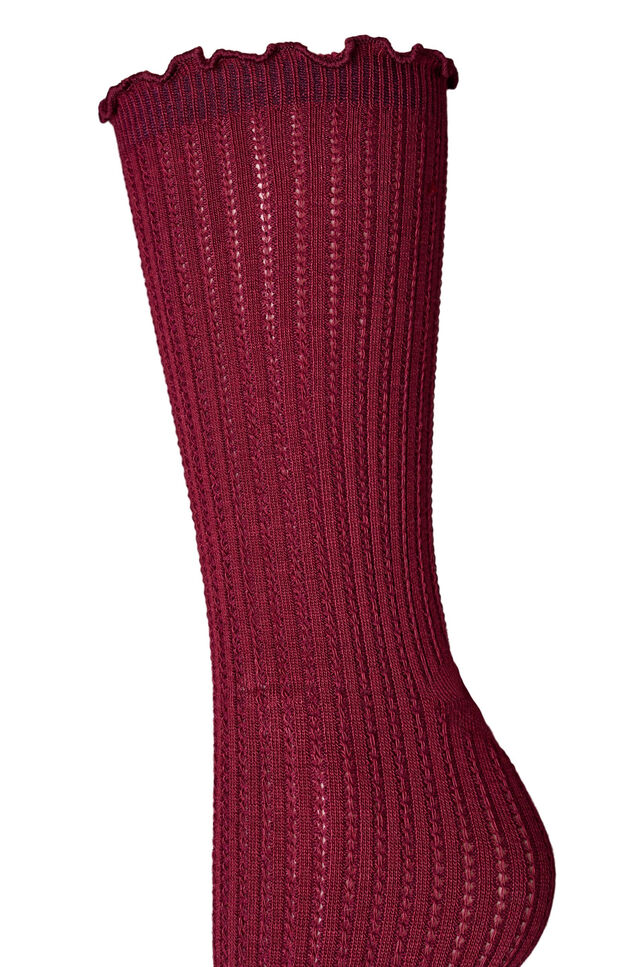 3-pack of ribbed socks with a wavy edge, Brown, Packshot image number 3