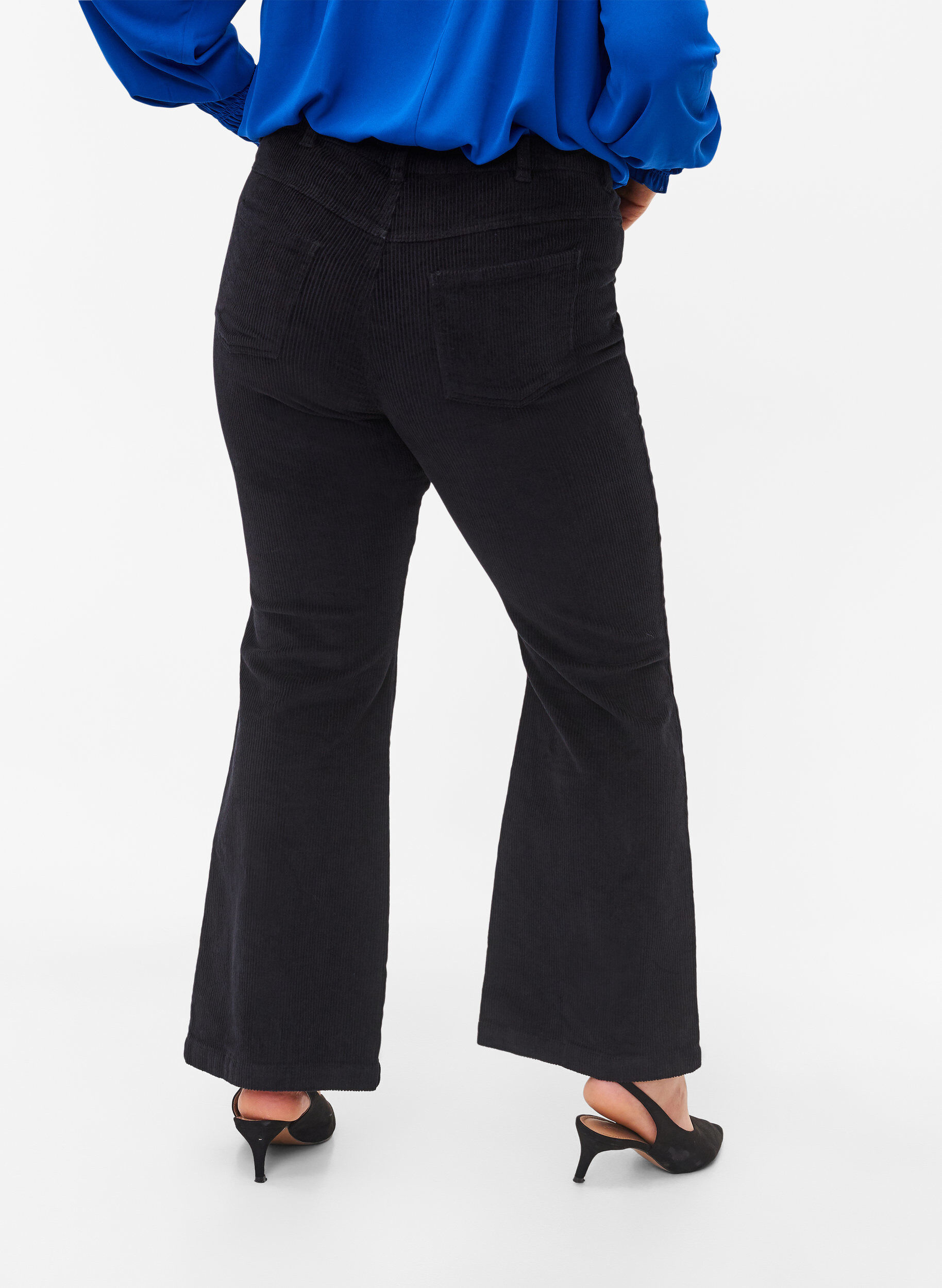 Zizzifashion Velvet trousers with bootcut, Black, Model image number 1