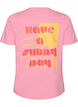 Organic cotton T-shirt with text motif, Pink, Packshot image number 1