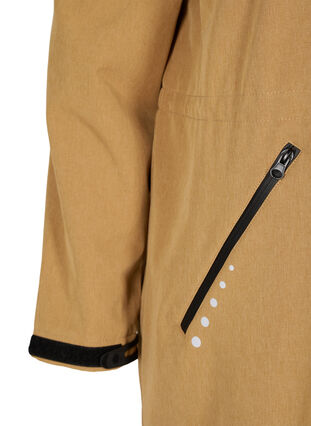 Long, hooded softshell jacket, Golden Brown Mel., Packshot image number 3