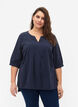 FLASH - Cotton blouse with half-length sleeves, Navy Blazer, Model image number 0