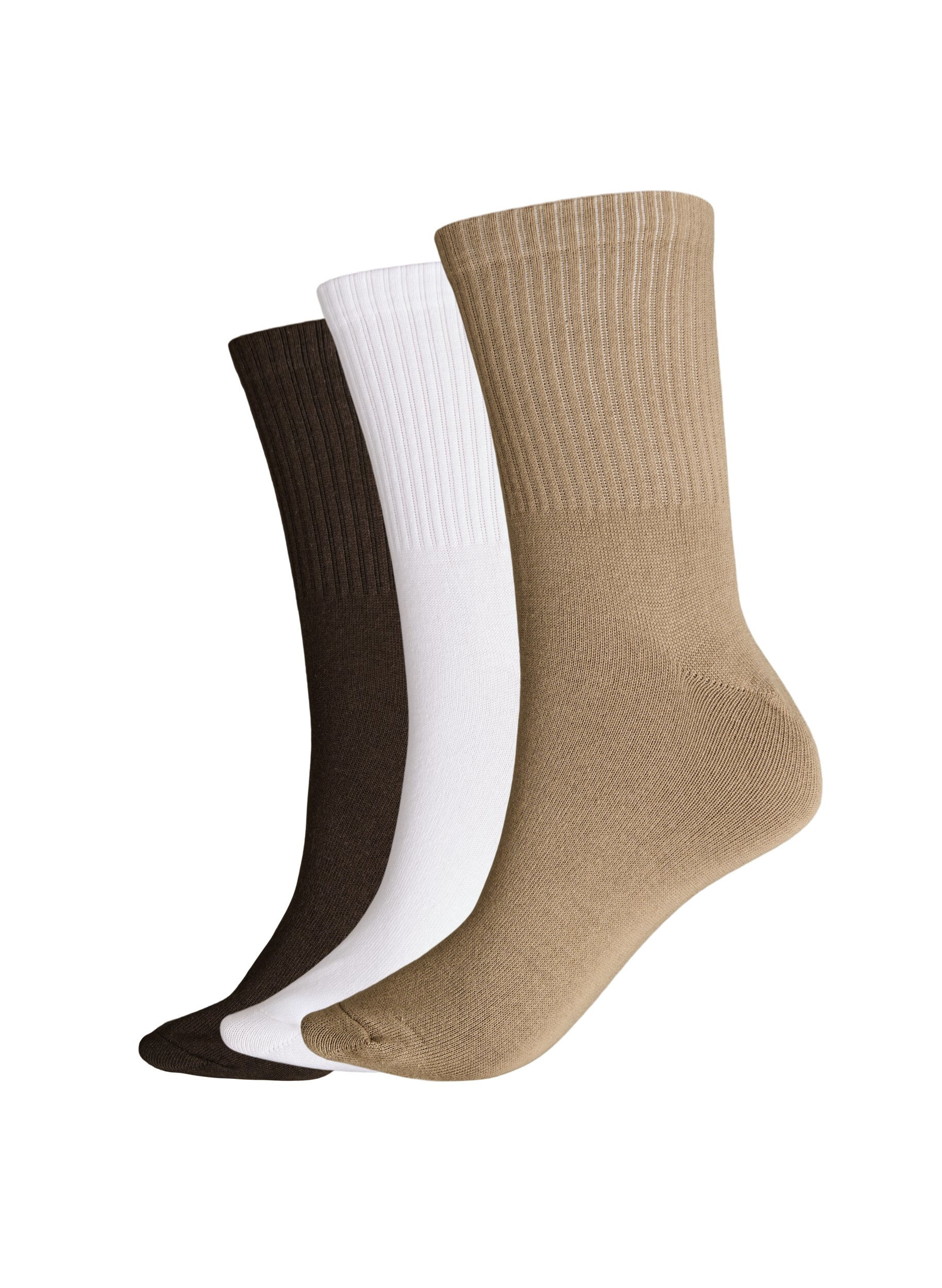 Zizzifashion 3-pack of sports socks with logo, Brown, Packshot image number 1