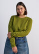 Long-sleeved basic T-shirt with a round neck, Green, Model image number 0