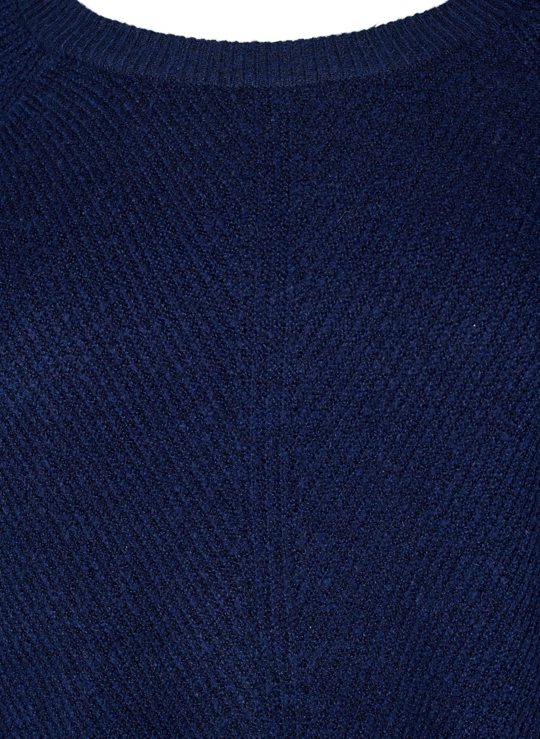 Zizzifashion Knitted blouse with round neck, Naval Academy Mel., Packshot image number 2