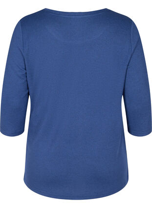 Blouse with 3/4 length sleeves and buttons, Twilight Blue Mel, Packshot image number 1