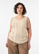 Knitted top with eyelet embroidery and V-neck, Beige, Model image number 0