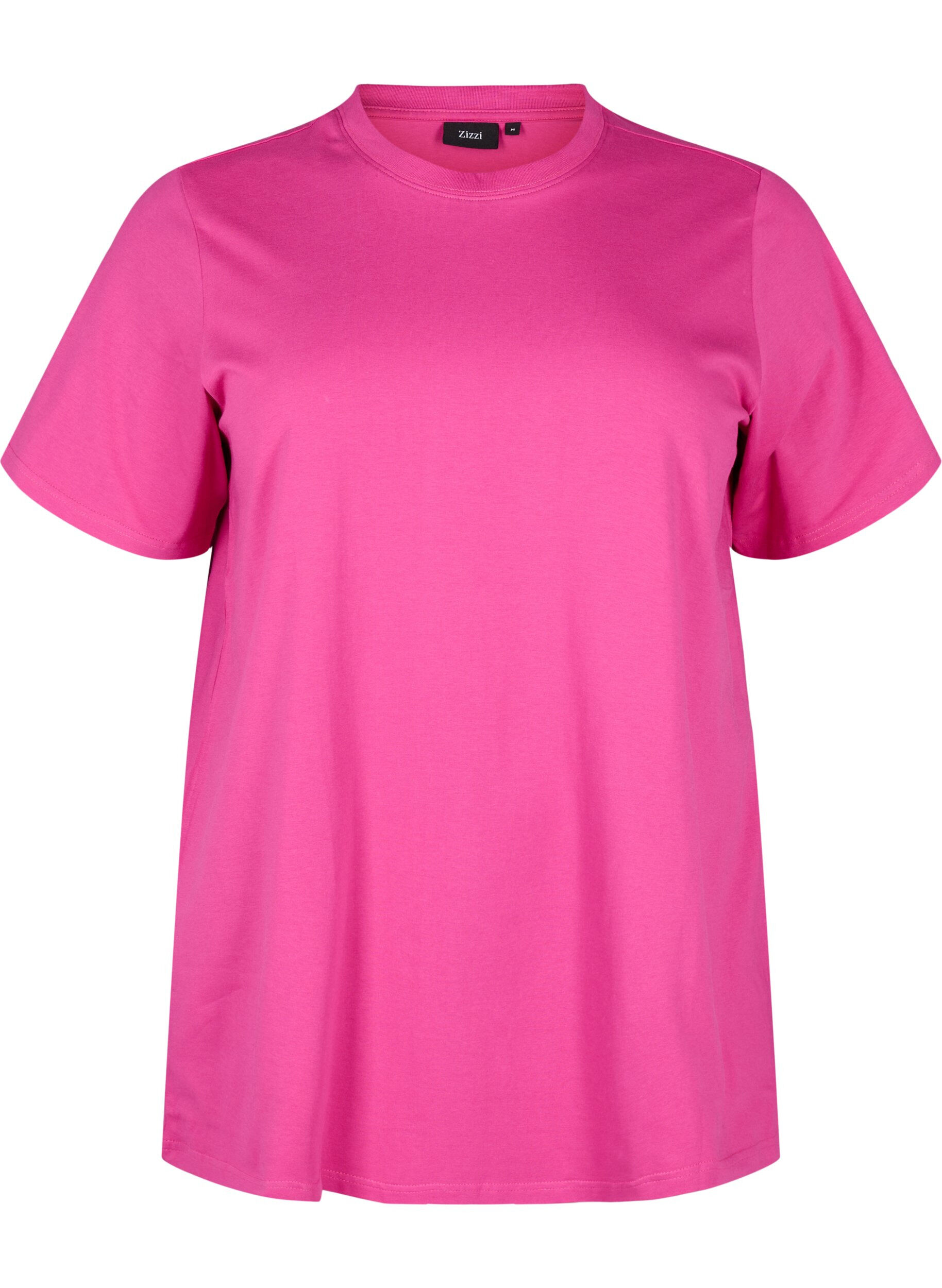 Zizzifashion T-shirt in organic cotton with a round neck, Raspberry Rose, Packshot image number 0