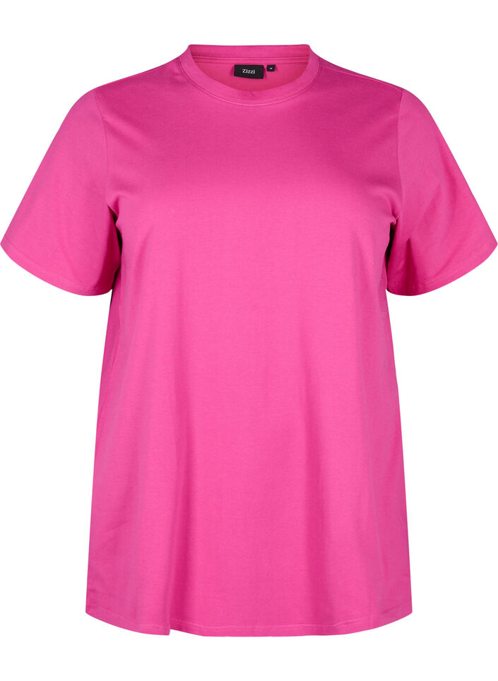 T-shirt in organic cotton with a round neck, Raspberry Rose, Packshot image number 0