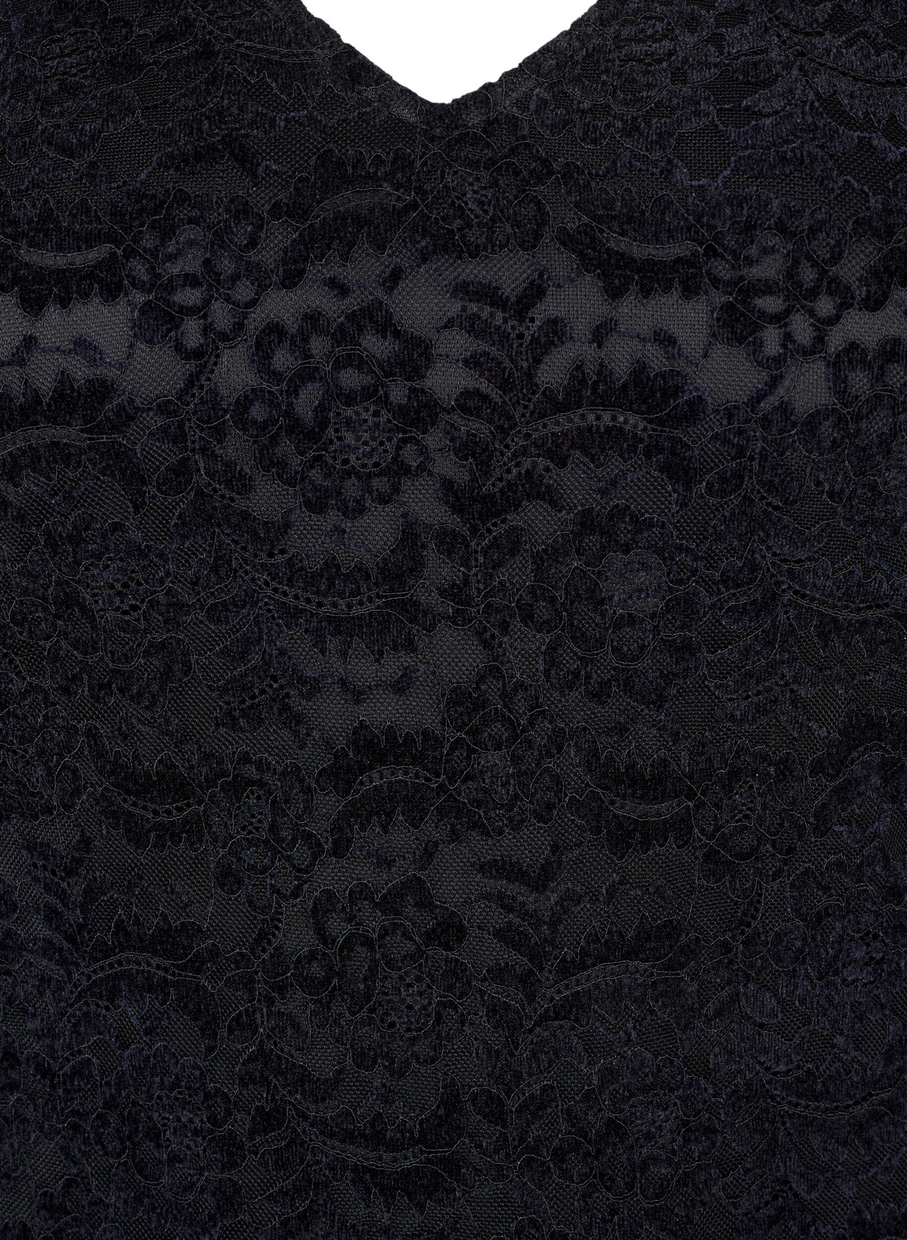 Zizzifashion Lace bodystocking with long sleeves, Black, Packshot image number 2