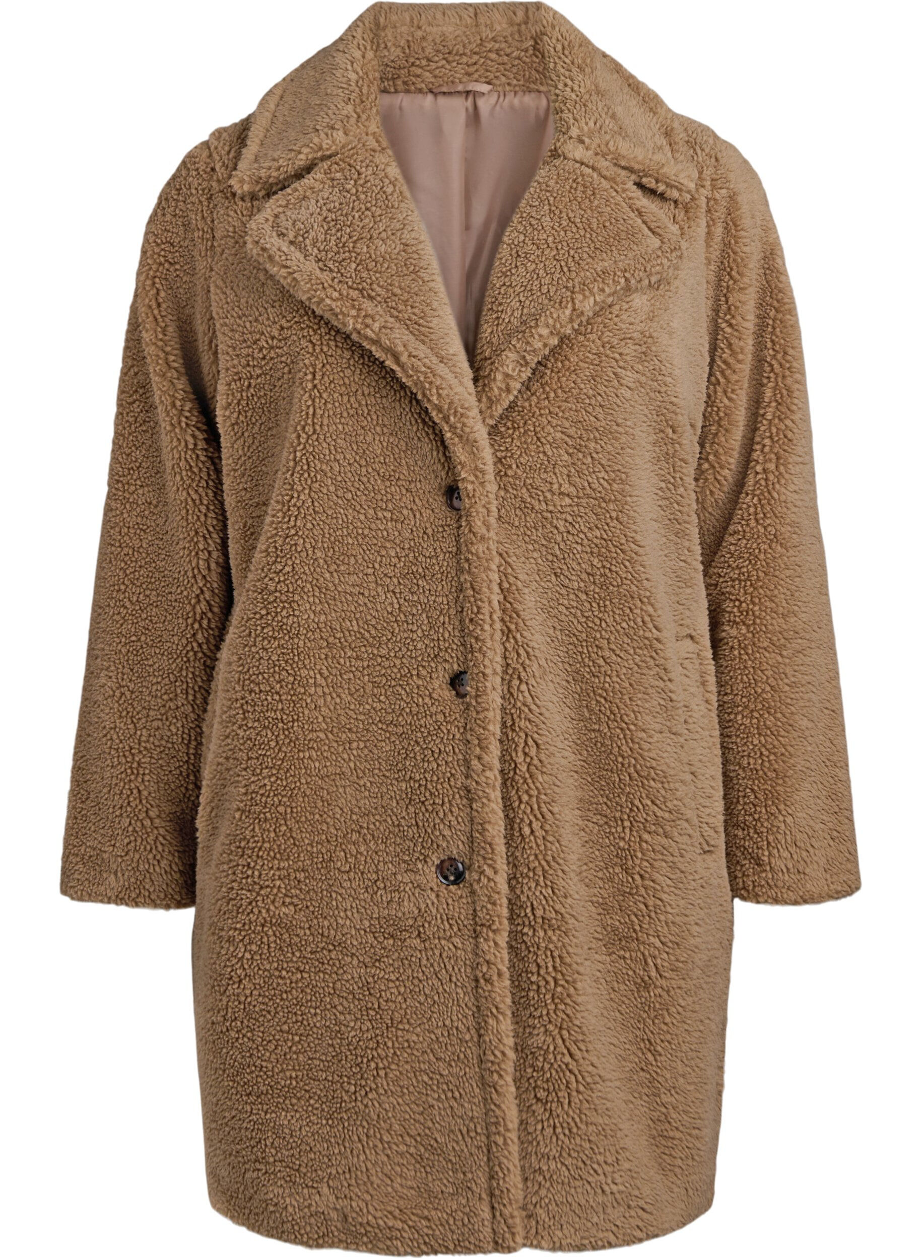 Soft teddy jacket with buttons and a collar