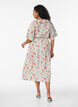 Viscose midi dress with a floral print and ruffle collar, Rose, Model image number 1