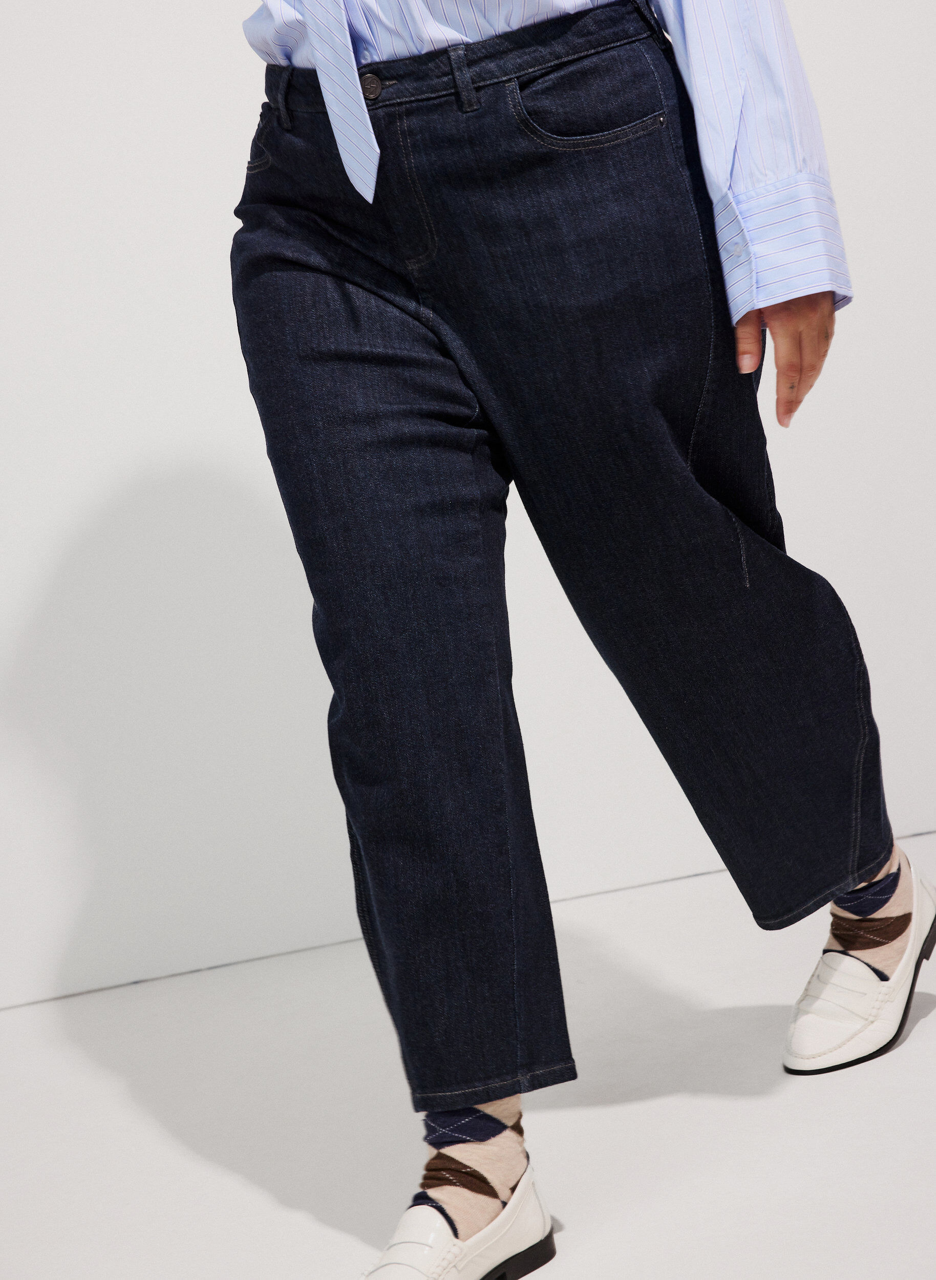 ZizzifashionBarrel fit jeans with high waist, Blue, Model image number 3