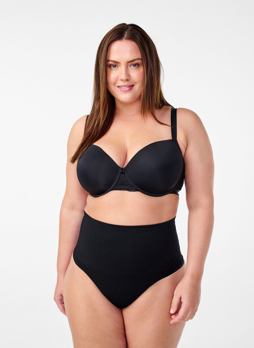 Seamless G-string with a regular waist, Black, Model image number 0