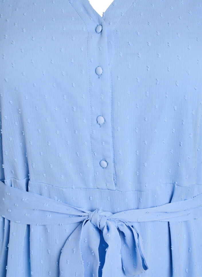 V-neck midi dress with tie fastening, Light Blue, Packshot image number 2