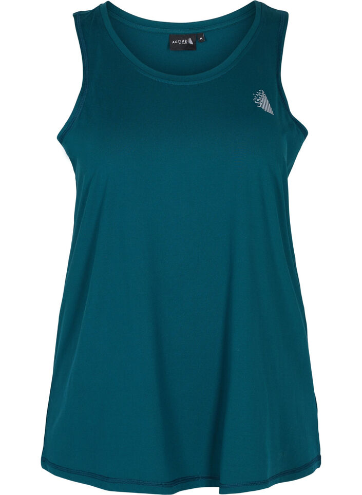 Plain-coloured sports top with round neck, Green, Packshot image number 0