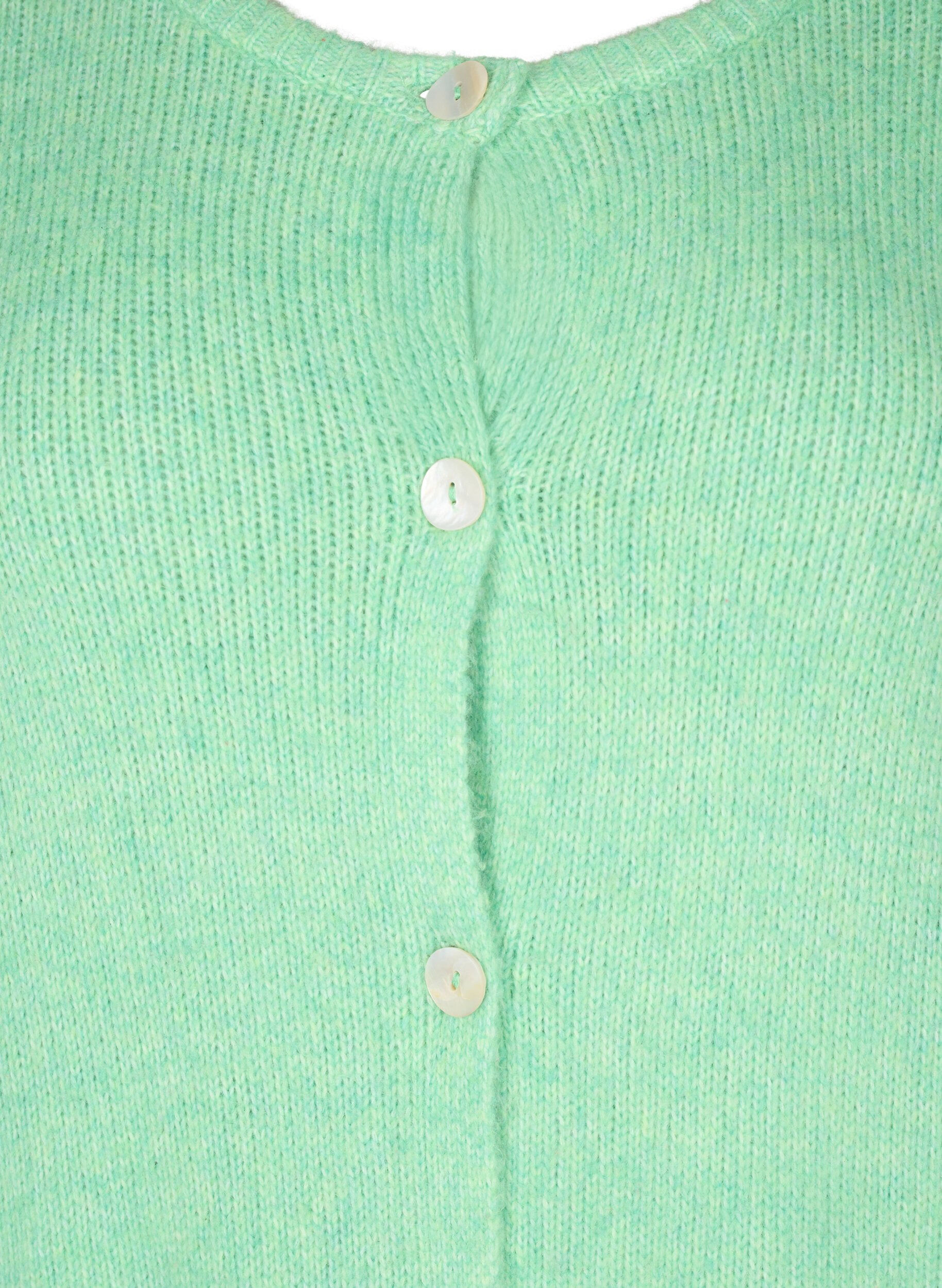 Zizzifashion Knitted cardigan with wool and buttons, Light G. Green Mel., Packshot image number 2