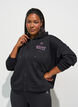 Hoodie with zipper and chest print, Black, Model image number 0
