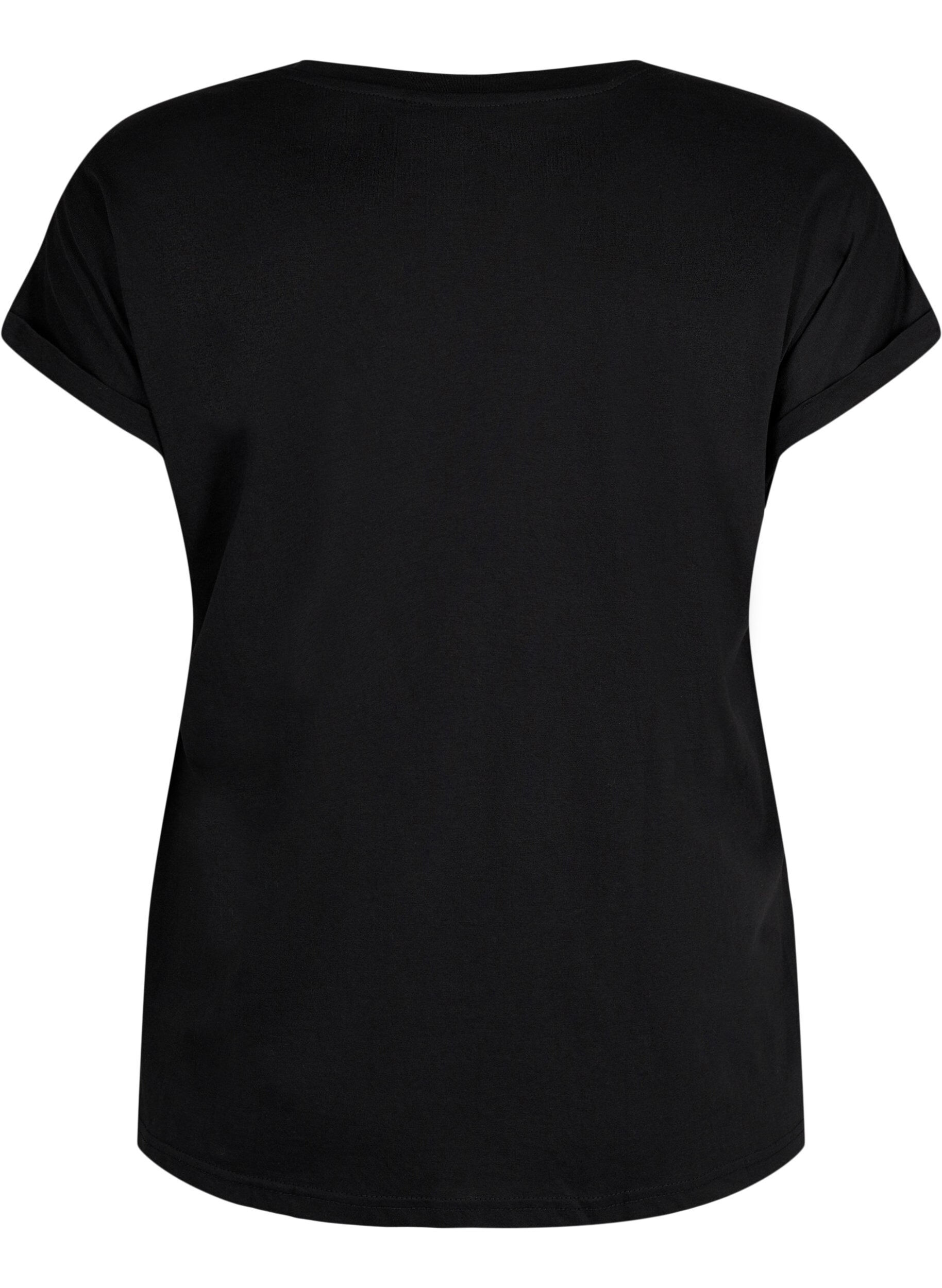 Zizzifashion Short-sleeved cotton blend t-shirt, Black, Packshot image number 1