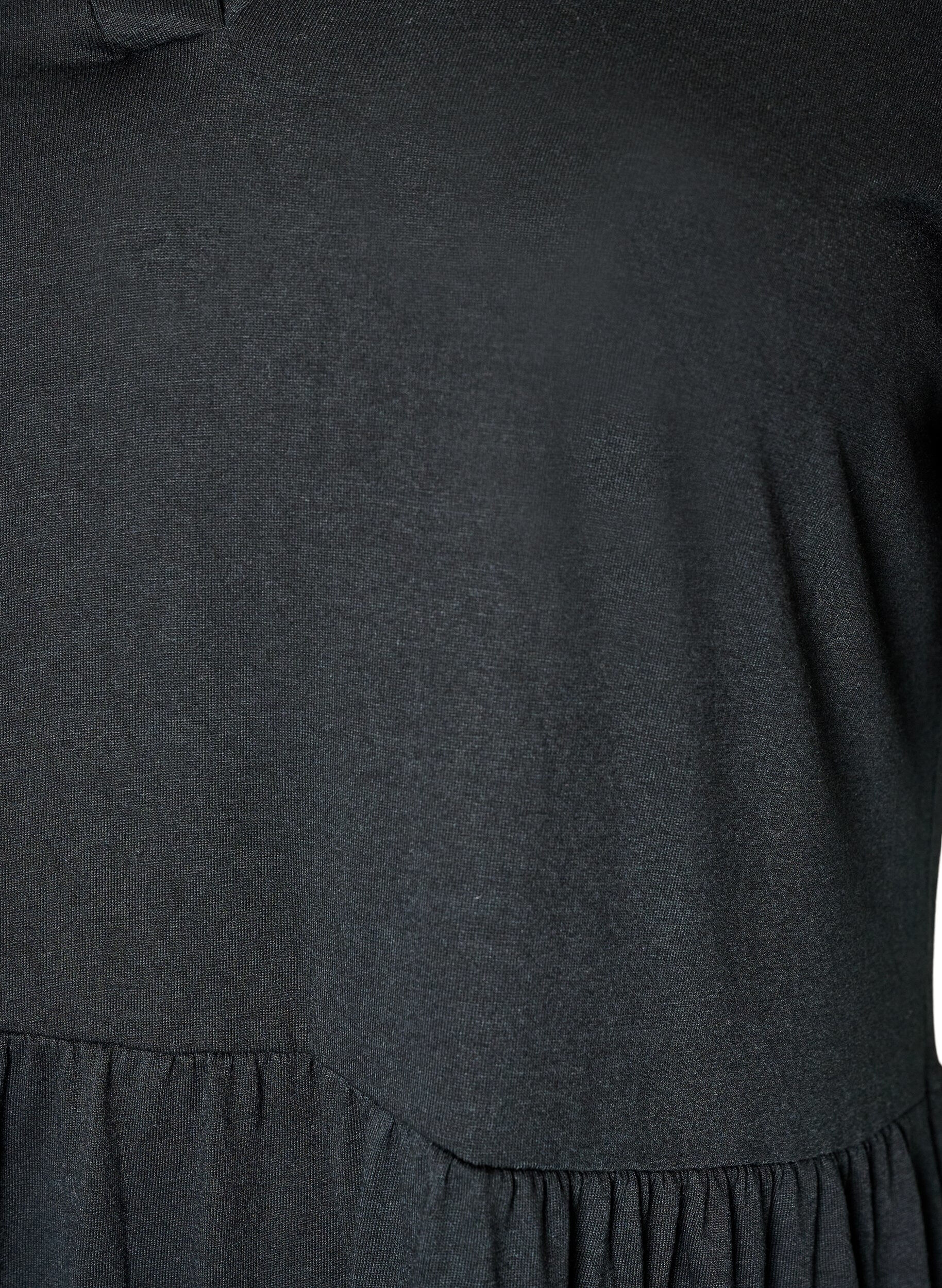 Zizzifashion Jersey dress with lace details and a layered skirt, Black, Packshot image number 2