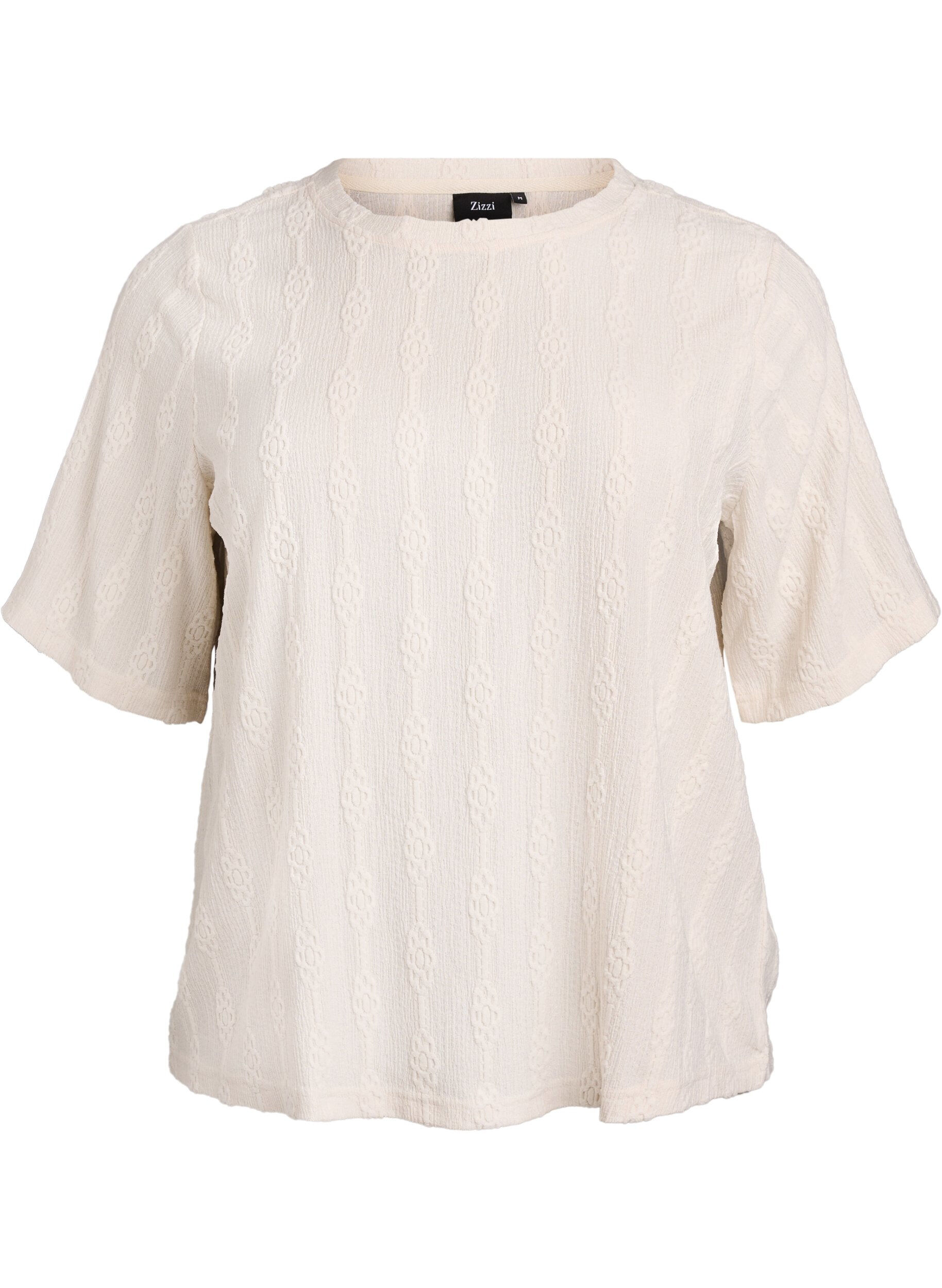 Zizzifashion Blouse with a textured pattern and short sleeves, Beige, Packshot image number 0