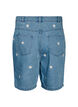 High-waisted denim shorts with floral embroidery, Light Blue, Packshot image number 1