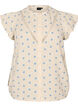 Sleeveless blouse with crochet trim and ruffle detail, Beige, Packshot image number 0