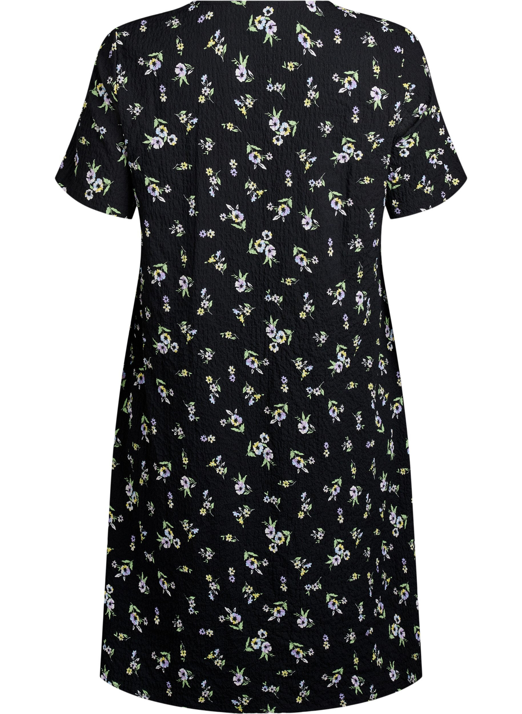 Zizzifashion Short-sleeved dress with a V-neck, Black, Packshot image number 1