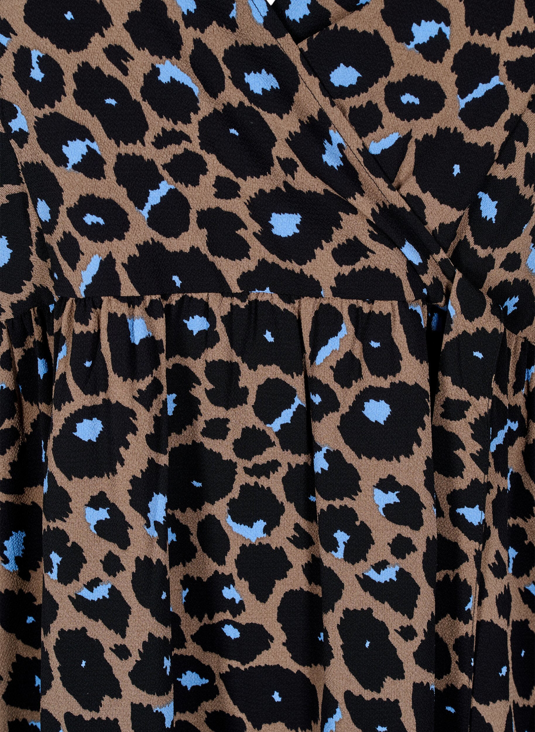 Zizzifashion Wrap dress with short sleeves, Fossil w.Bl.Leo AOP, Packshot image number 2