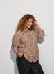 Striped shirt with embroidered flowers, Brown, Model image number 0