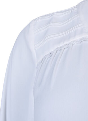 Top with long sleeves and button closure, Bright White, Packshot image number 3