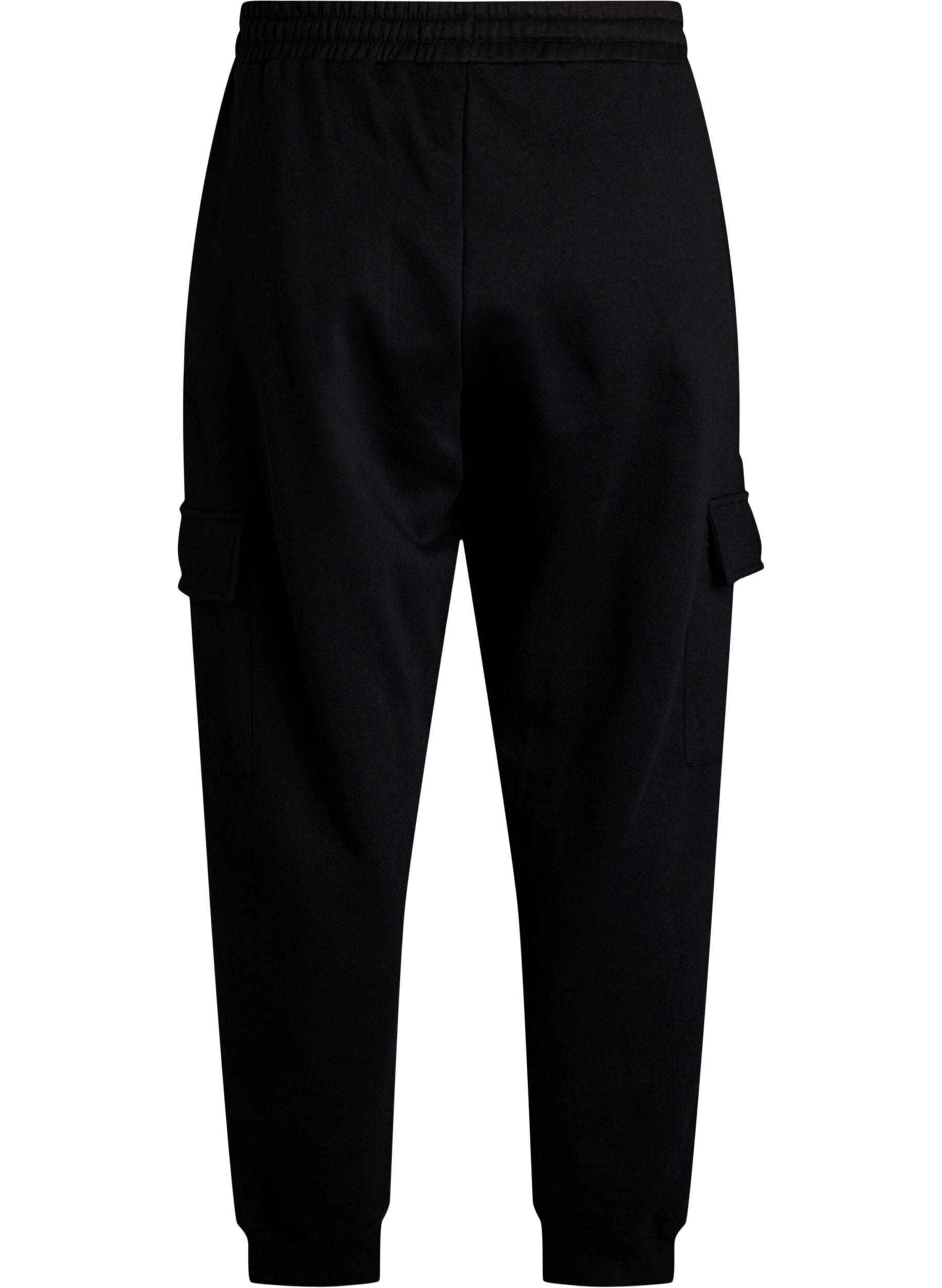 Zizzifashion Cargo pants in soft sweat material, Black, Packshot image number 1