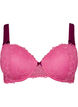 Bra with lace and moulded cups, Pink, Packshot image number 0