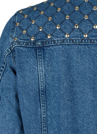 Denim Jacket in Cotton with Rivets, Blue denim ASS, Packshot image number 3
