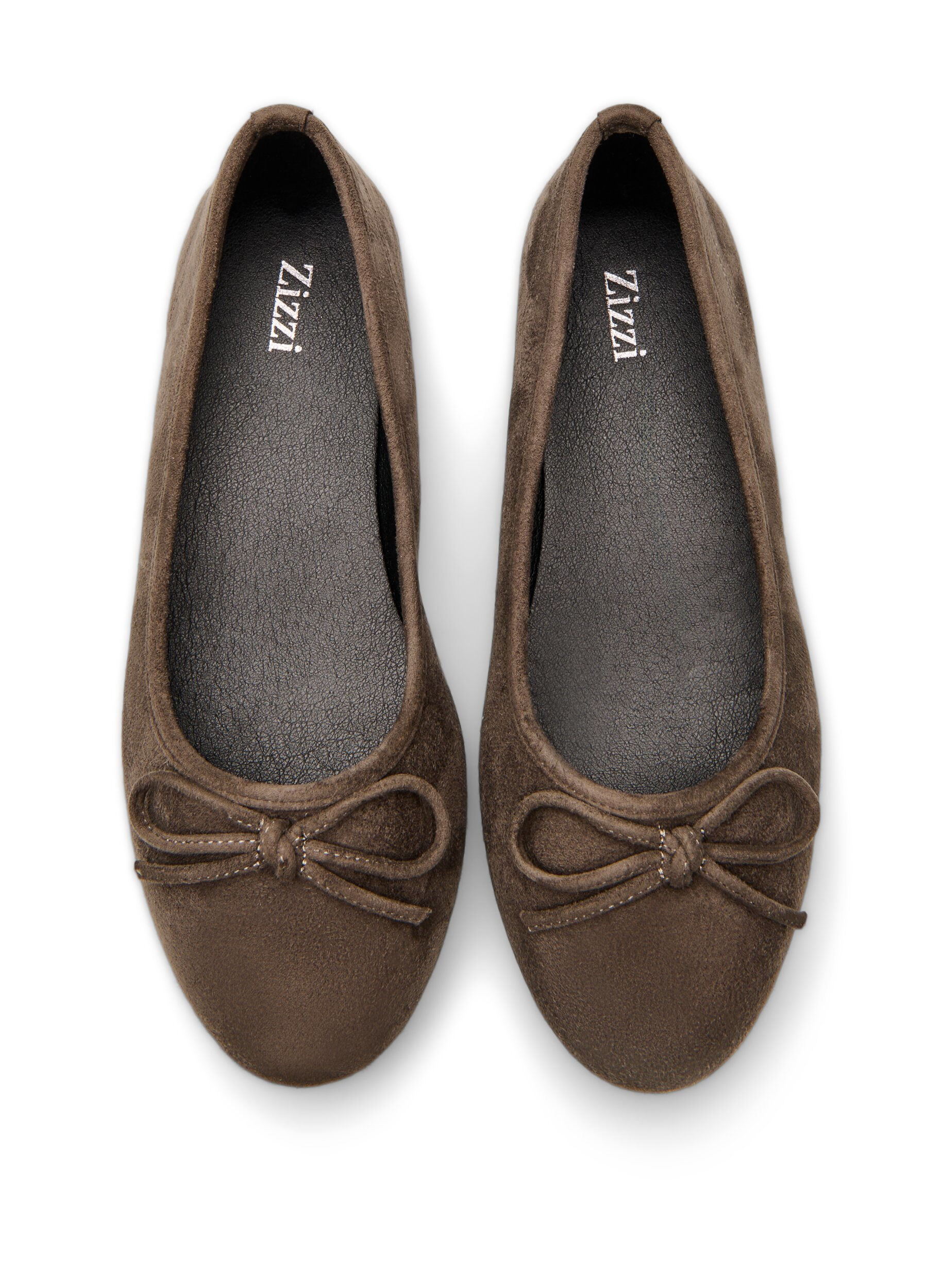 Zizzifashion Ballerina in faux suede with bow, Brown, Packshot image number 2
