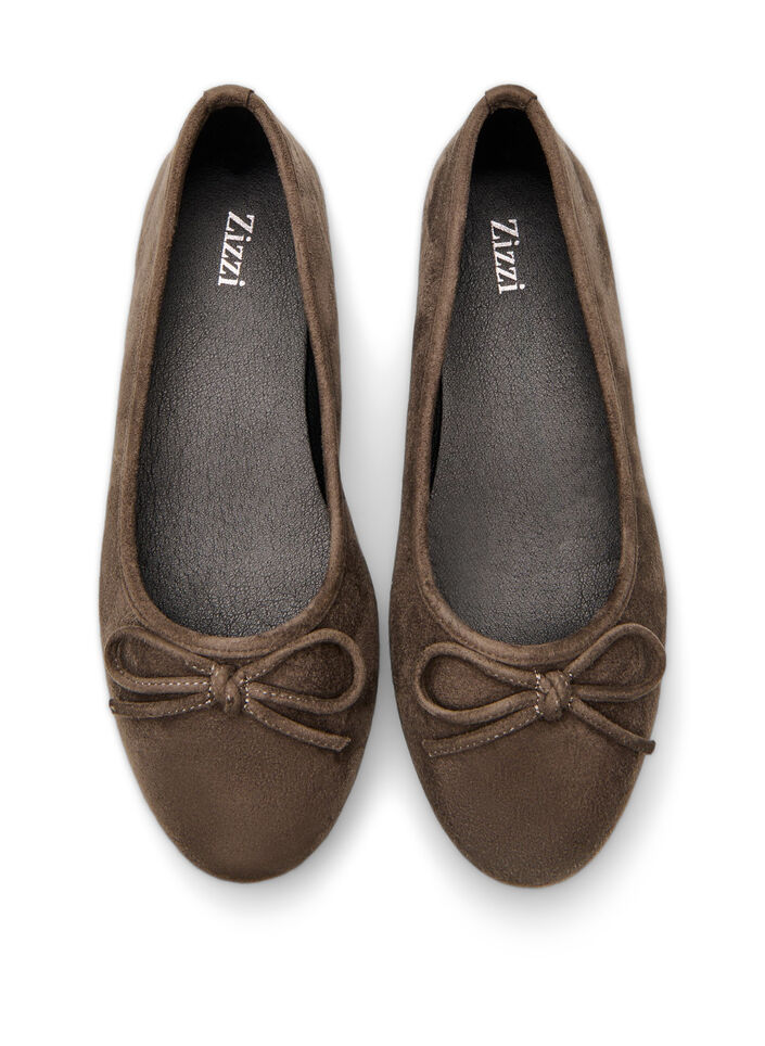 Ballerina in faux suede with bow, Brown, Packshot image number 2