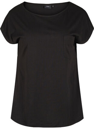 Organic cotton t-shirt with breast pocket, Black, Packshot image number 0