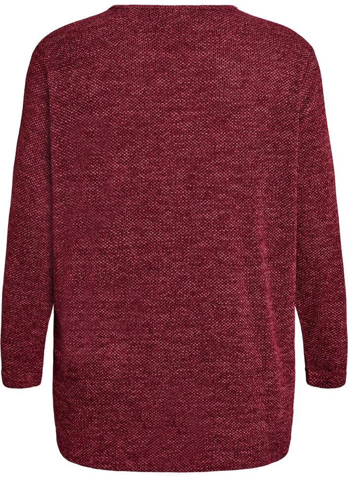 Long-sleeved blouse with texture, Dark Bordeaux, Packshot image number 1