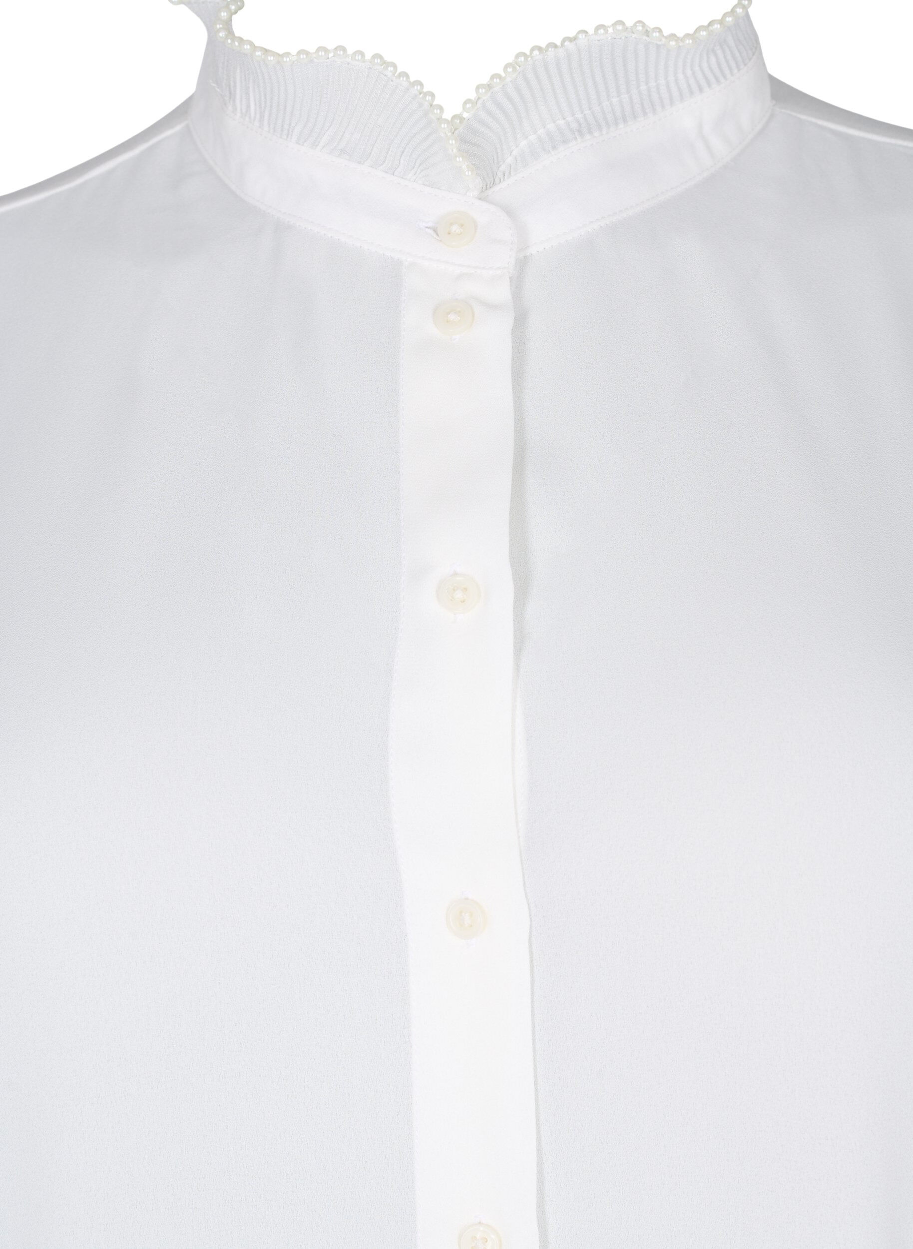 Zizzifashion Shirt blouse with ruffle details, Bright White, Packshot image number 2