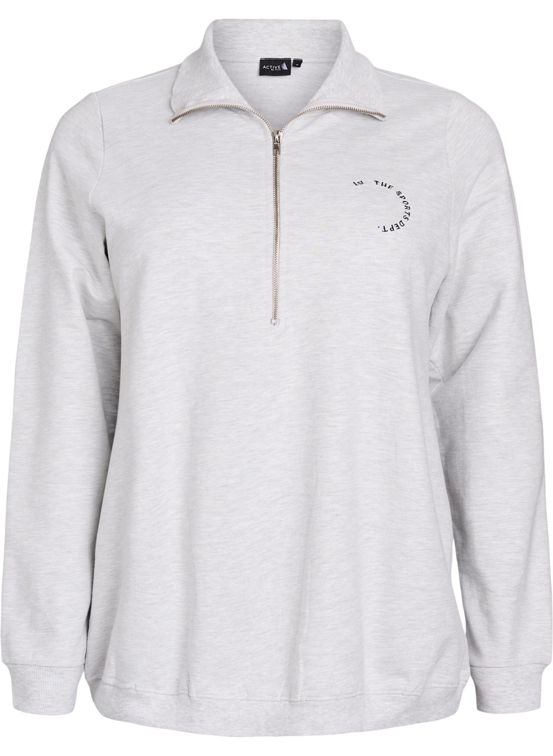 Sweatshirt with short zipper and high neck