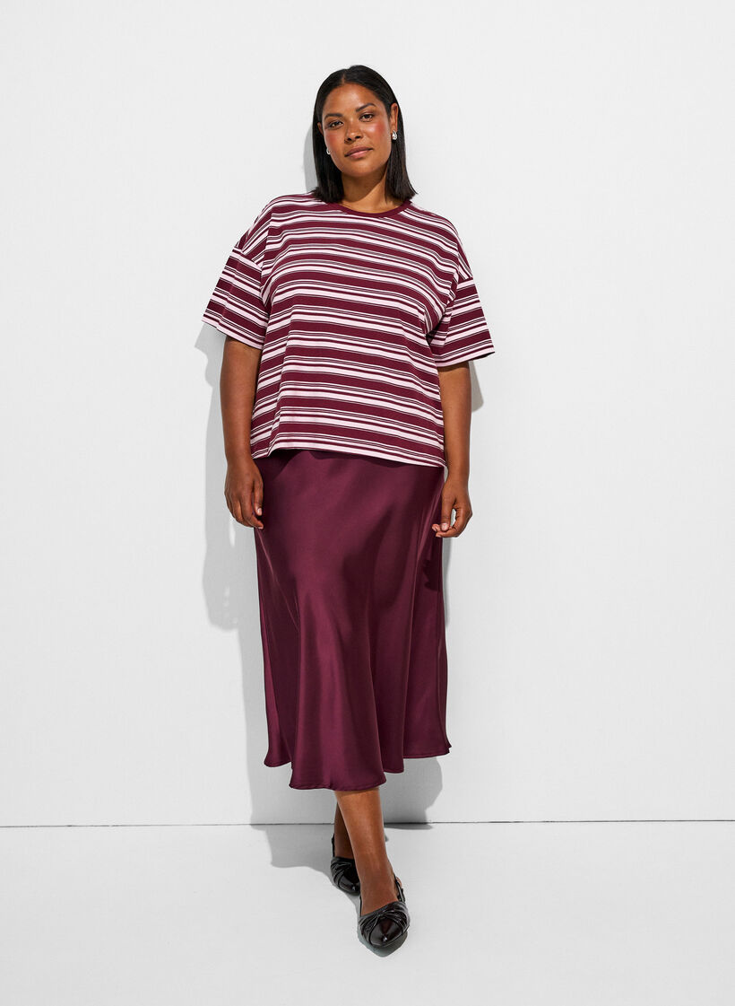 Satin midi skirt, Red, Model image number 0